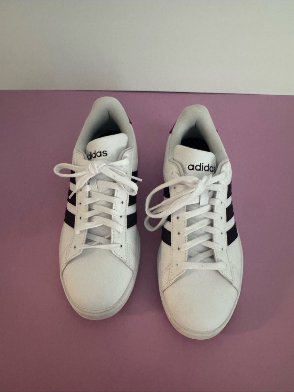 adidas White Sneakers with Black Three-Stripes